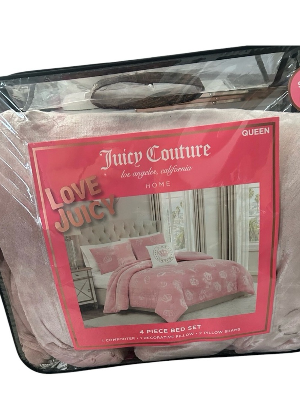 Juicy Couture Pink Queen 4-Piece Comforter Set